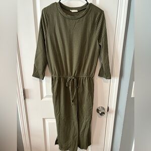 Filly Flair Olive Green Ribbed Dress